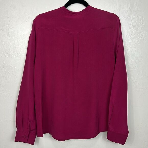 Louben Vintage Silk Long Sleeve Button Down Shirt In Fuchsia Size 10 - Picture 4 of 9